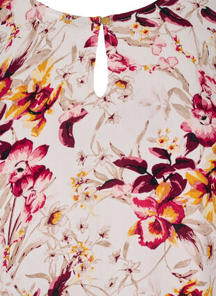 Viscose blouse with print and short sleeves, Beige w. Flower AOP, Packshot image number 2