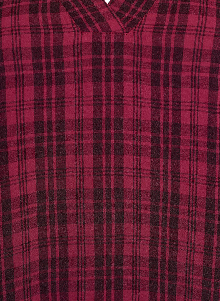 Blouse with check pattern and V-neckline, Dark Bordeaux, Packshot image number 2