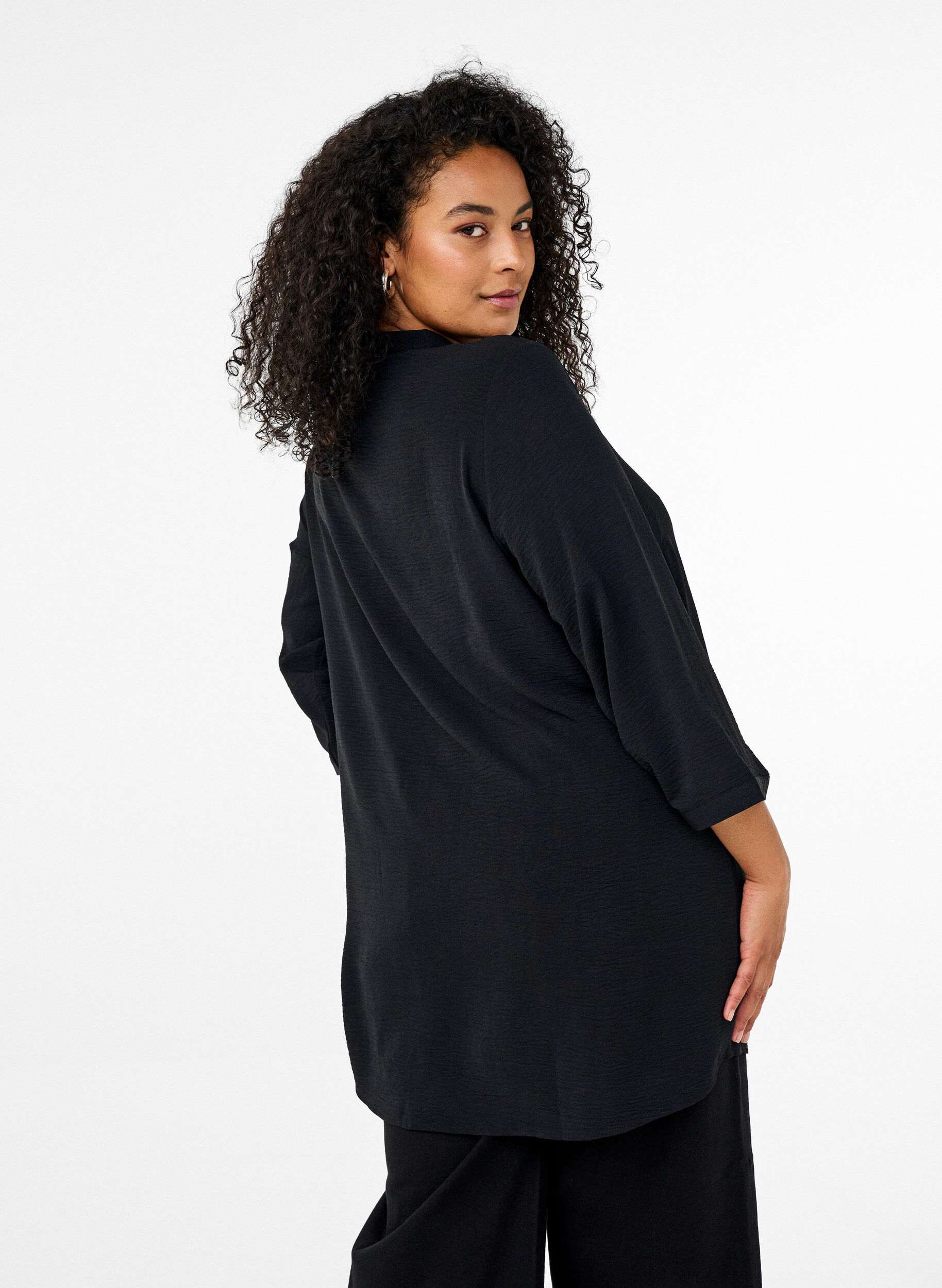 Zizzifashion Tunic with 3/4 sleeves, Black, Model image number 2
