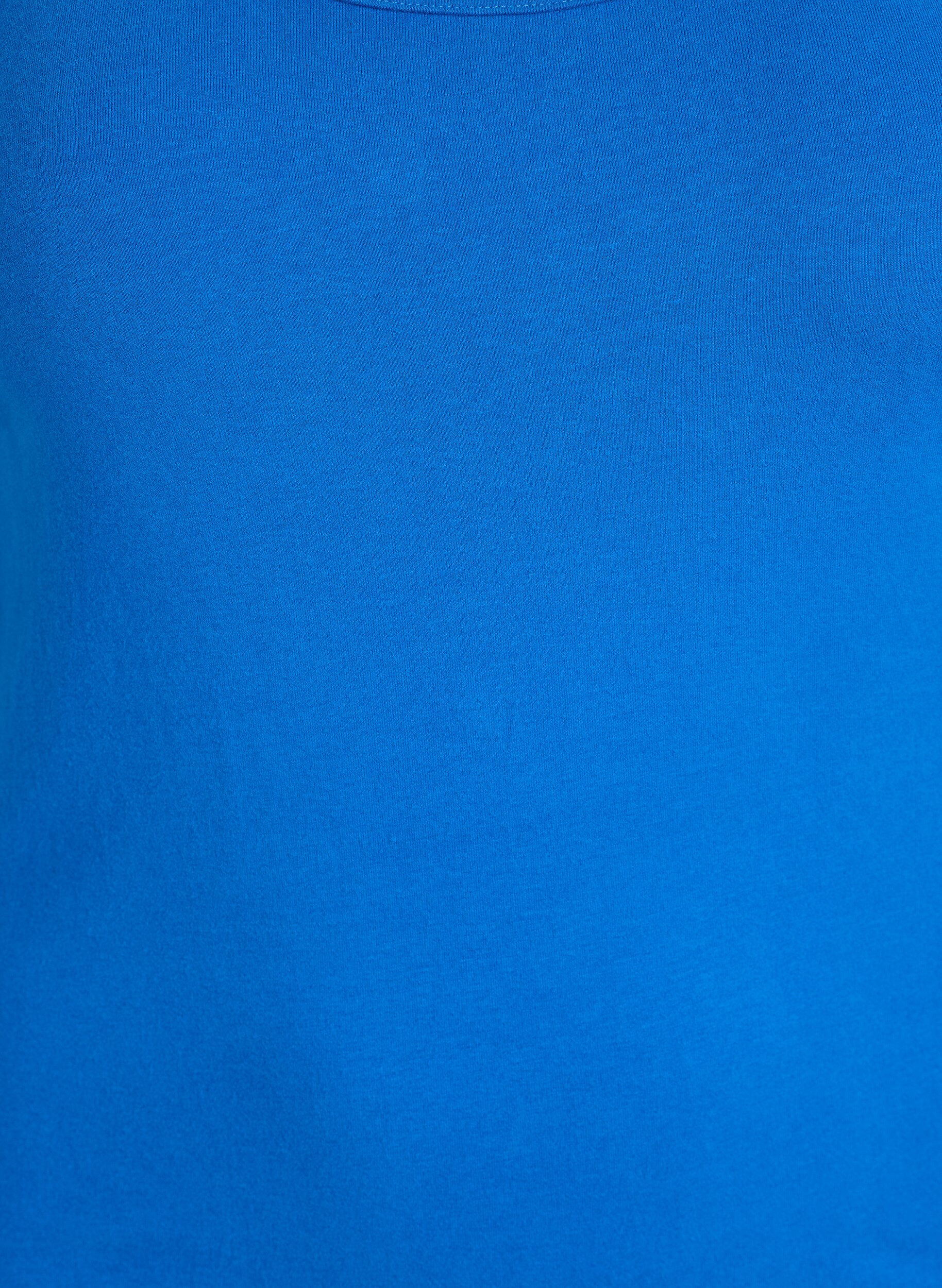 ZizzifashionSolid color basic top in cotton, Blue, Packshot image number 2
