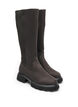 Tall boot in faux suede with ribbed panels, Brown, Packshot image number 1