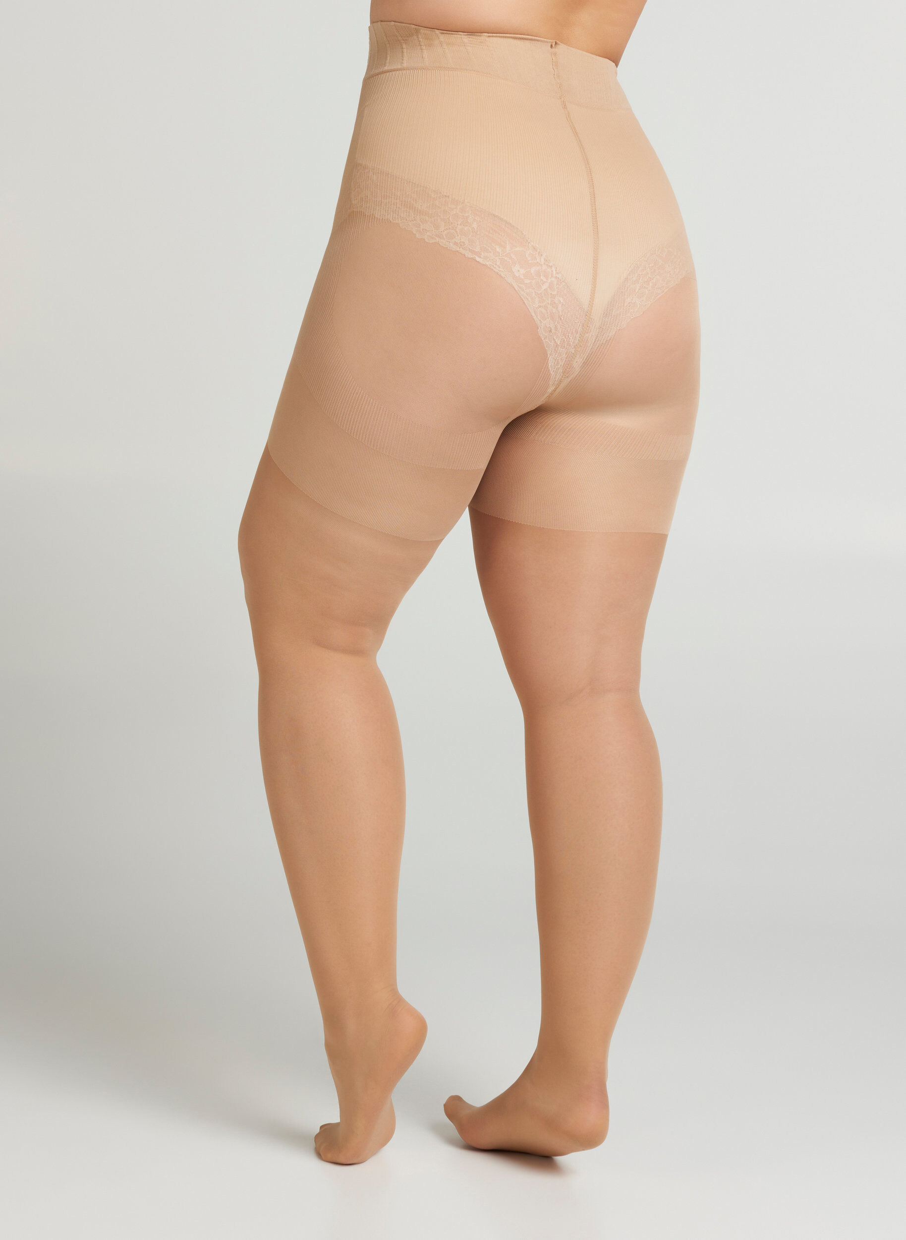 Zizzifashion 40 denier tights with push-up effect, Beige, Model image number 2