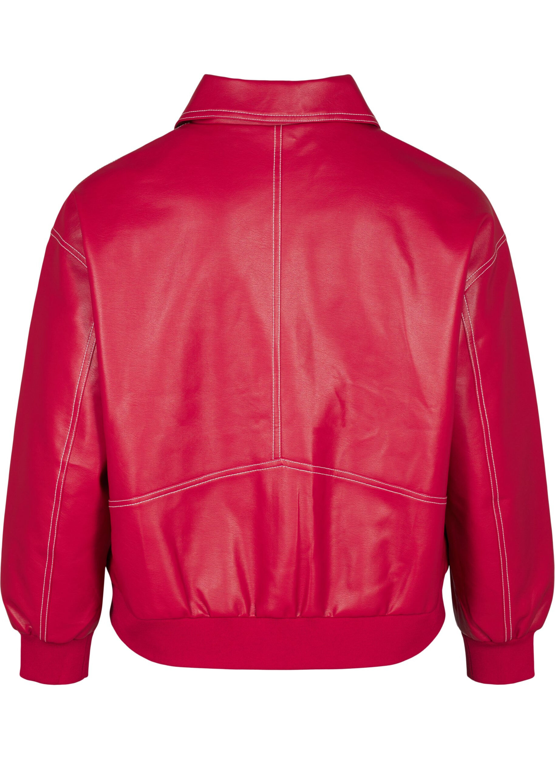 Zizzifashion Faux leather bomber jacket, Rhythmic Red, Packshot image number 1