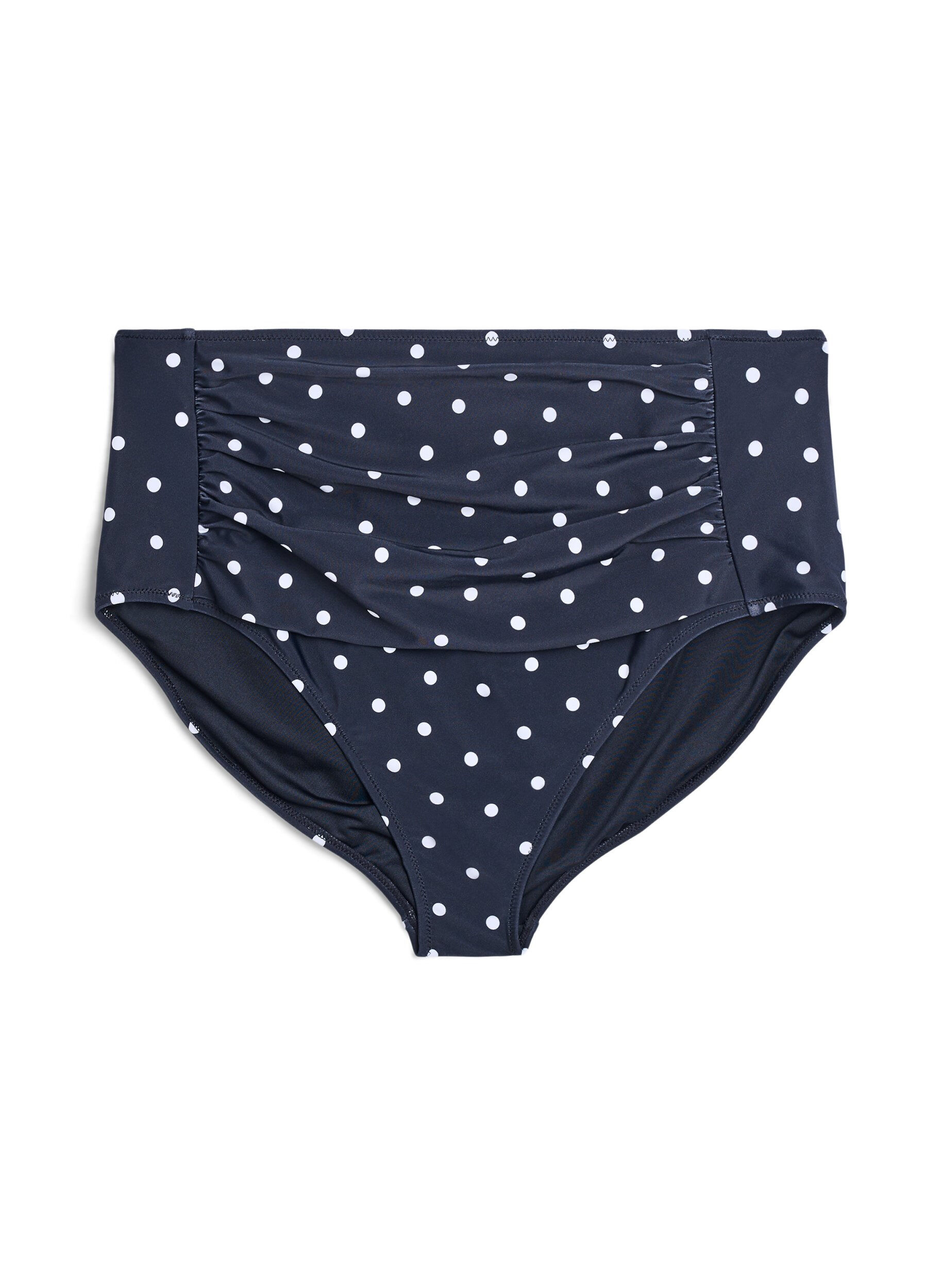 Zizzifashion High-waisted bikini bottoms with polka dots, Black, Packshot image number 0