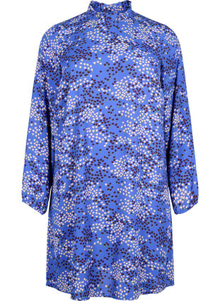 FLASH - Long sleeve dress with print, Dazzling Blue AOP, Packshot image number 0