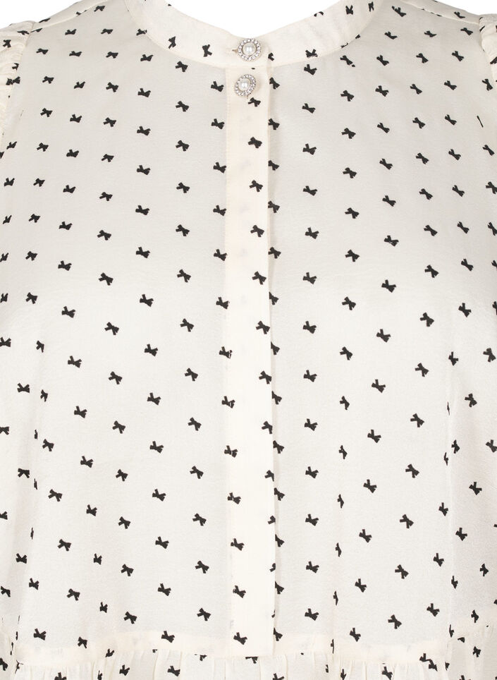 Blouse with peplum and bows, Ecru w Bow, Packshot image number 2