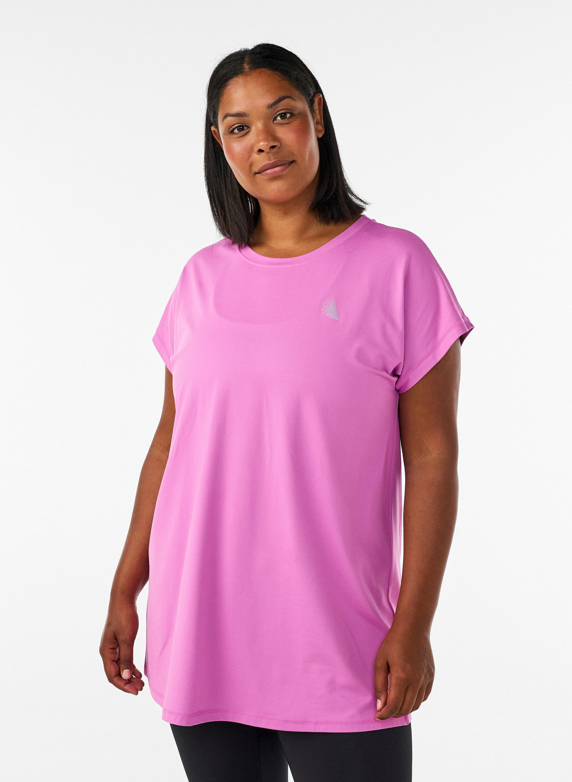 Long workout T-shirt, Pink, Model
