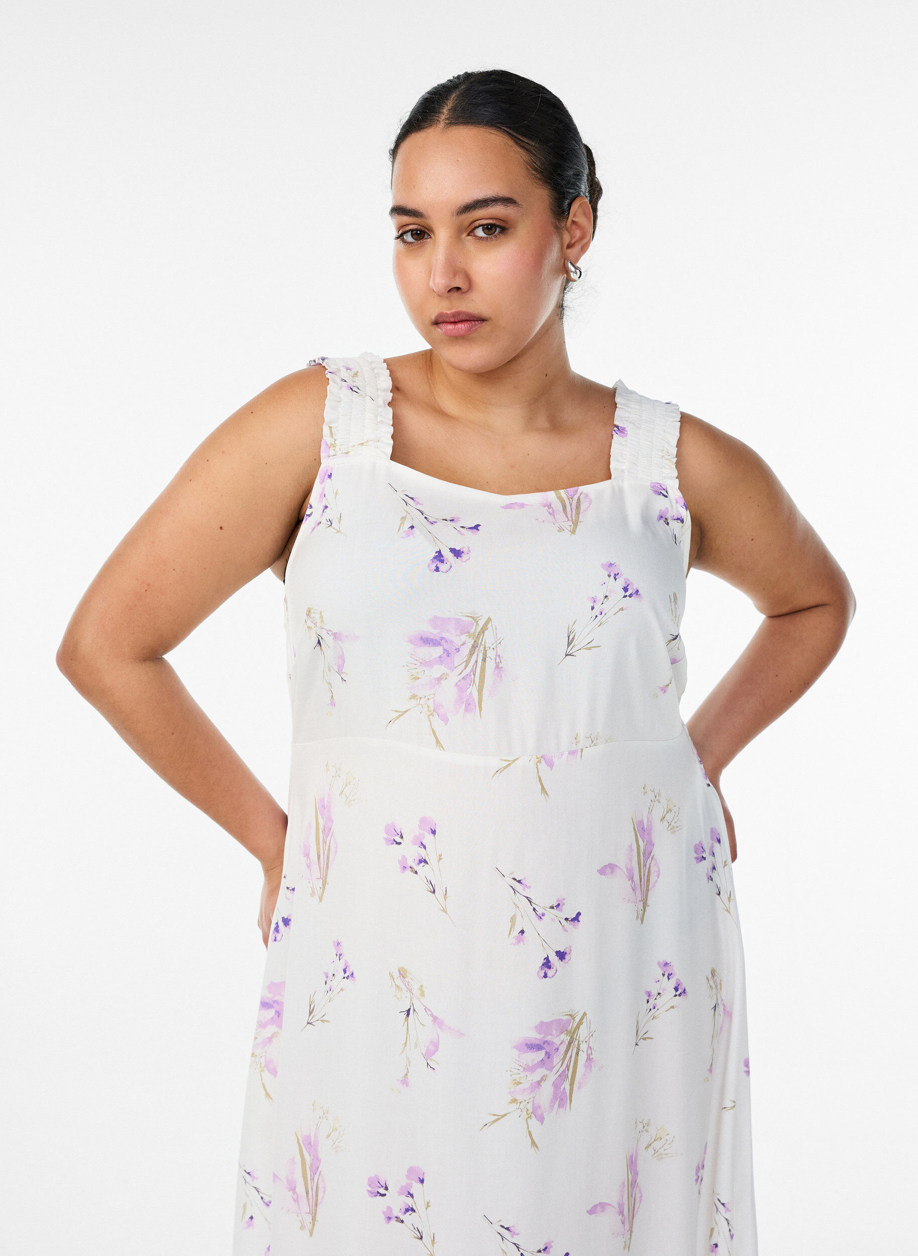 Zizzifashion Summer dress with wide straps, White, Model image number 2