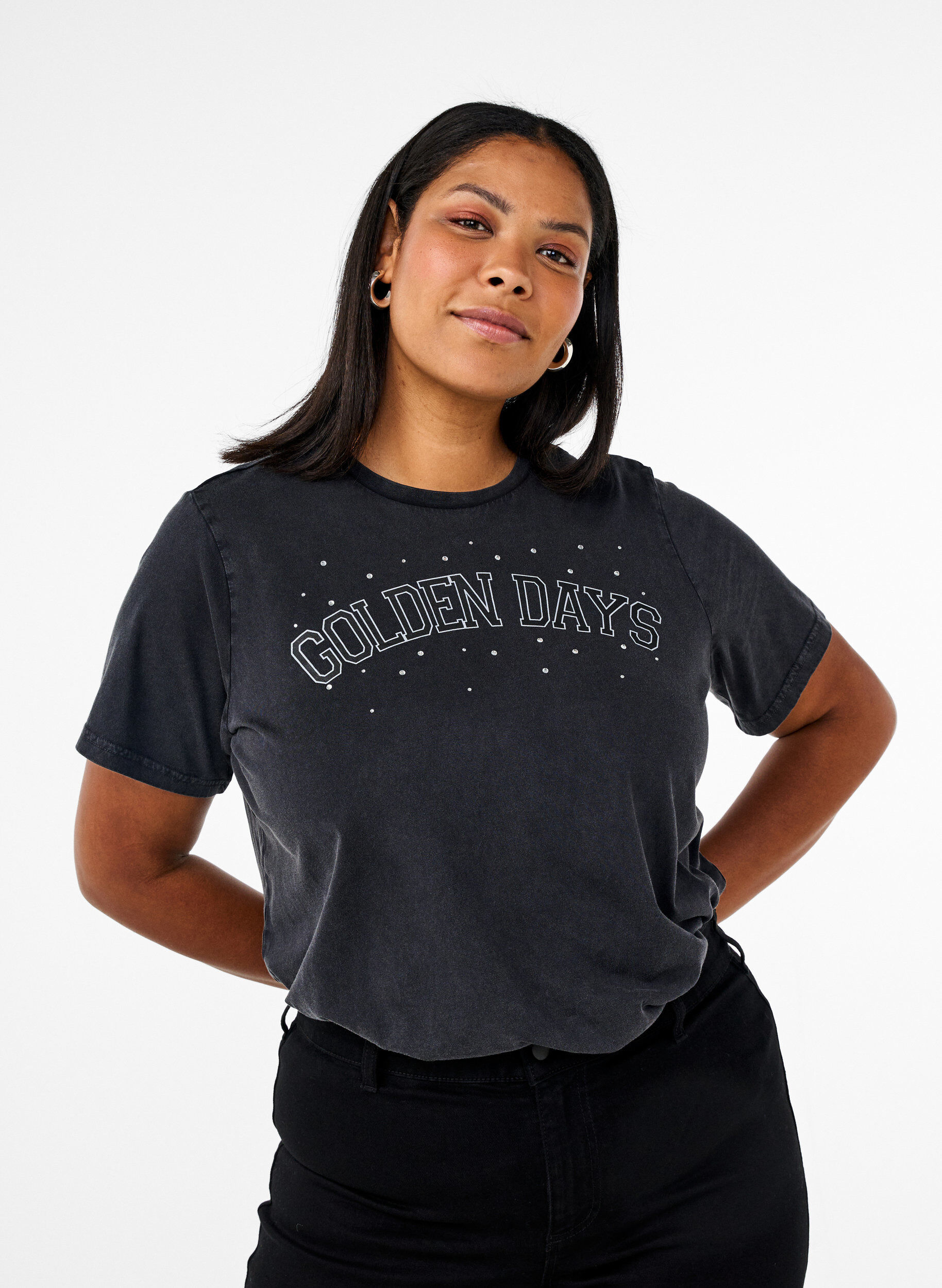 Zizzifashion T-shirt in organic cotton with graphic print, Grey, Model image number 0