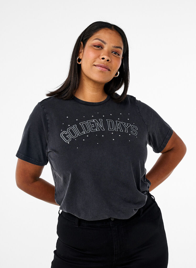 T-shirt in organic cotton with graphic print, Grey, Model image number 0