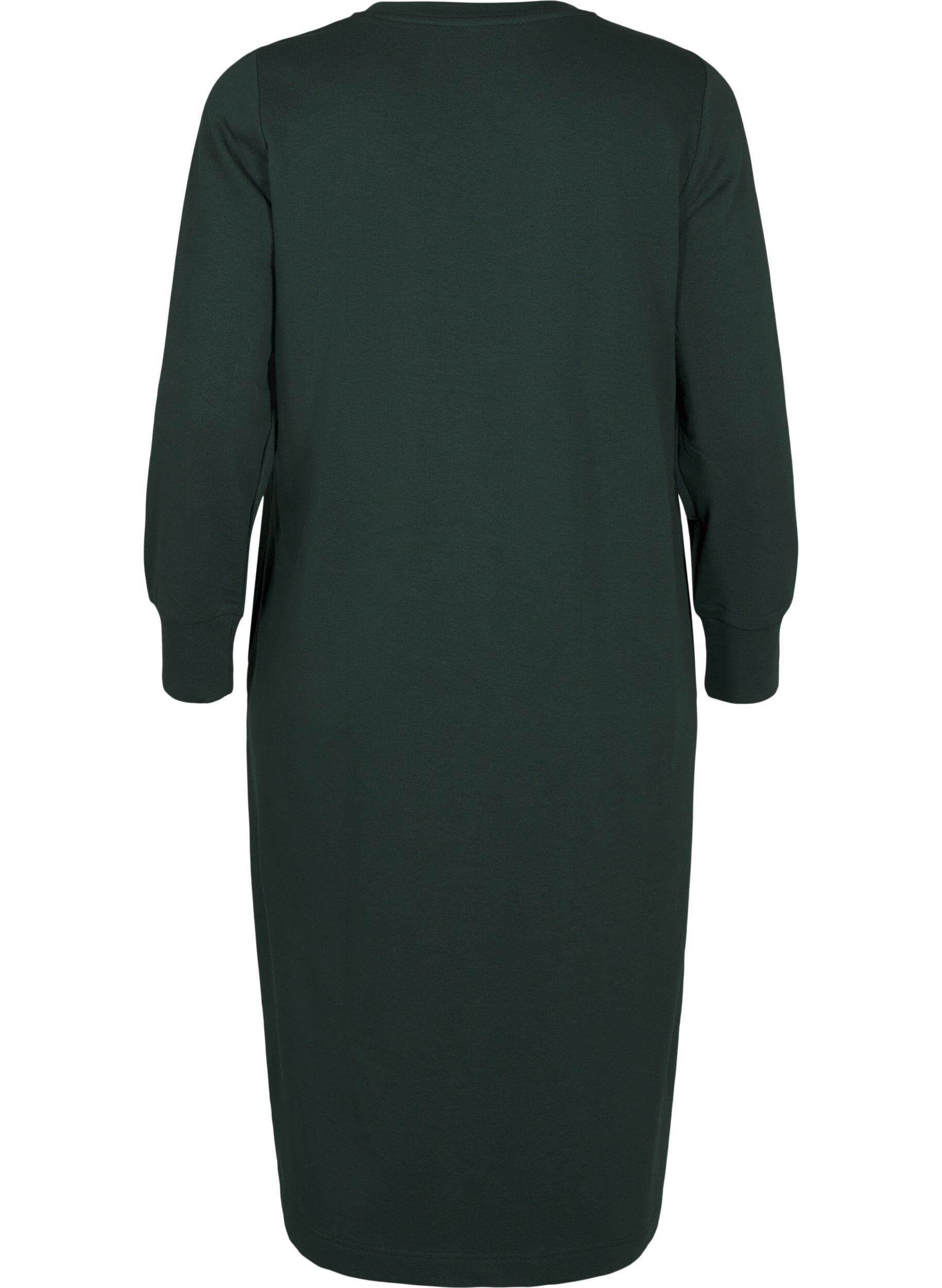 Zizzifashion Cotton sweat dress with pockets, Green, Packshot image number 1