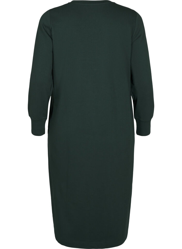 Cotton sweat dress with pockets, Green, Packshot image number 1