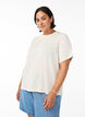 Blouse with short sleeves and a wavy texture, Beige, Model image number 0