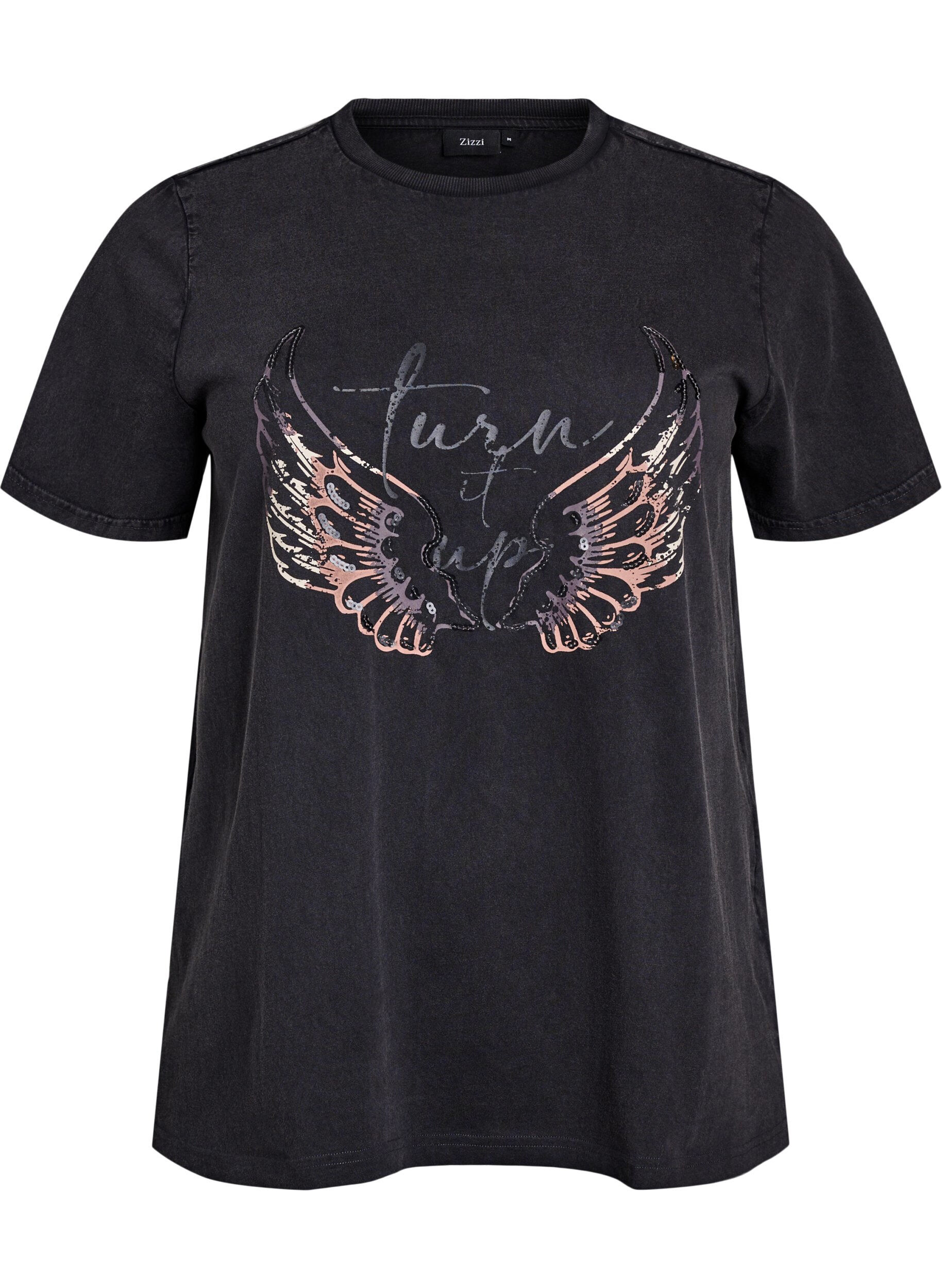 Zizzifashion T-shirt in organic cotton with statement print, Grey, Packshot image number 0