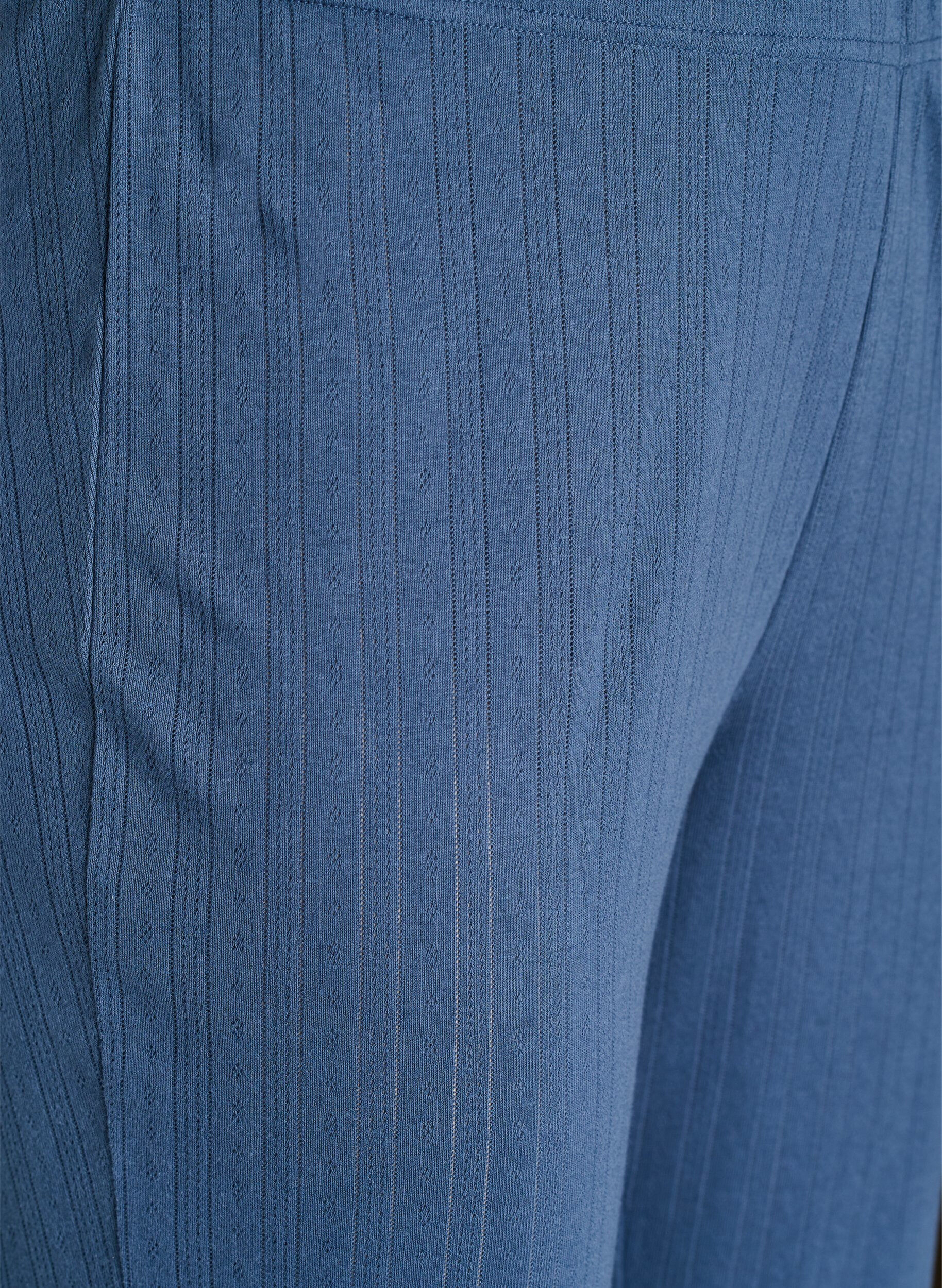 Zizzifashion Organic cotton pyjama bottoms with a textured pattern, Blue, Packshot image number 2