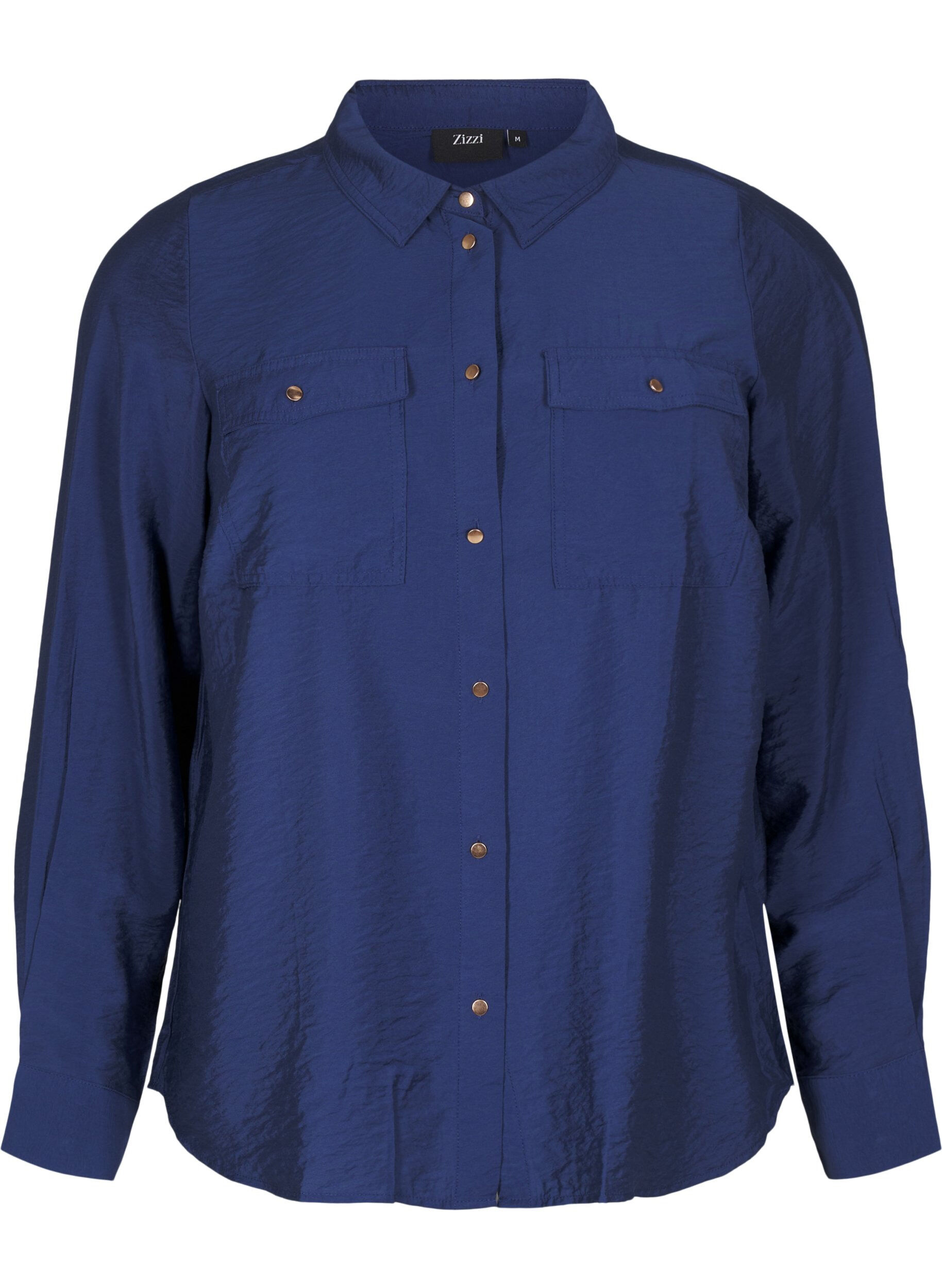 Zizzifashion Shirt with collar and chest pockets, Blue, Packshot image number 0