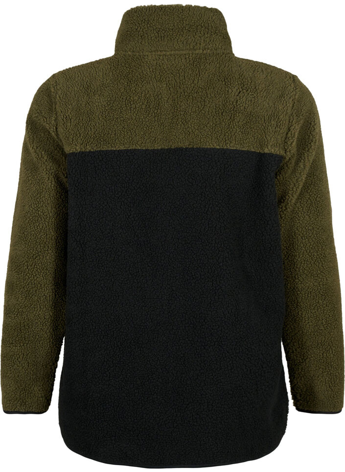 Teddy jacket with colourblock, Forest Night comb., Packshot image number 1