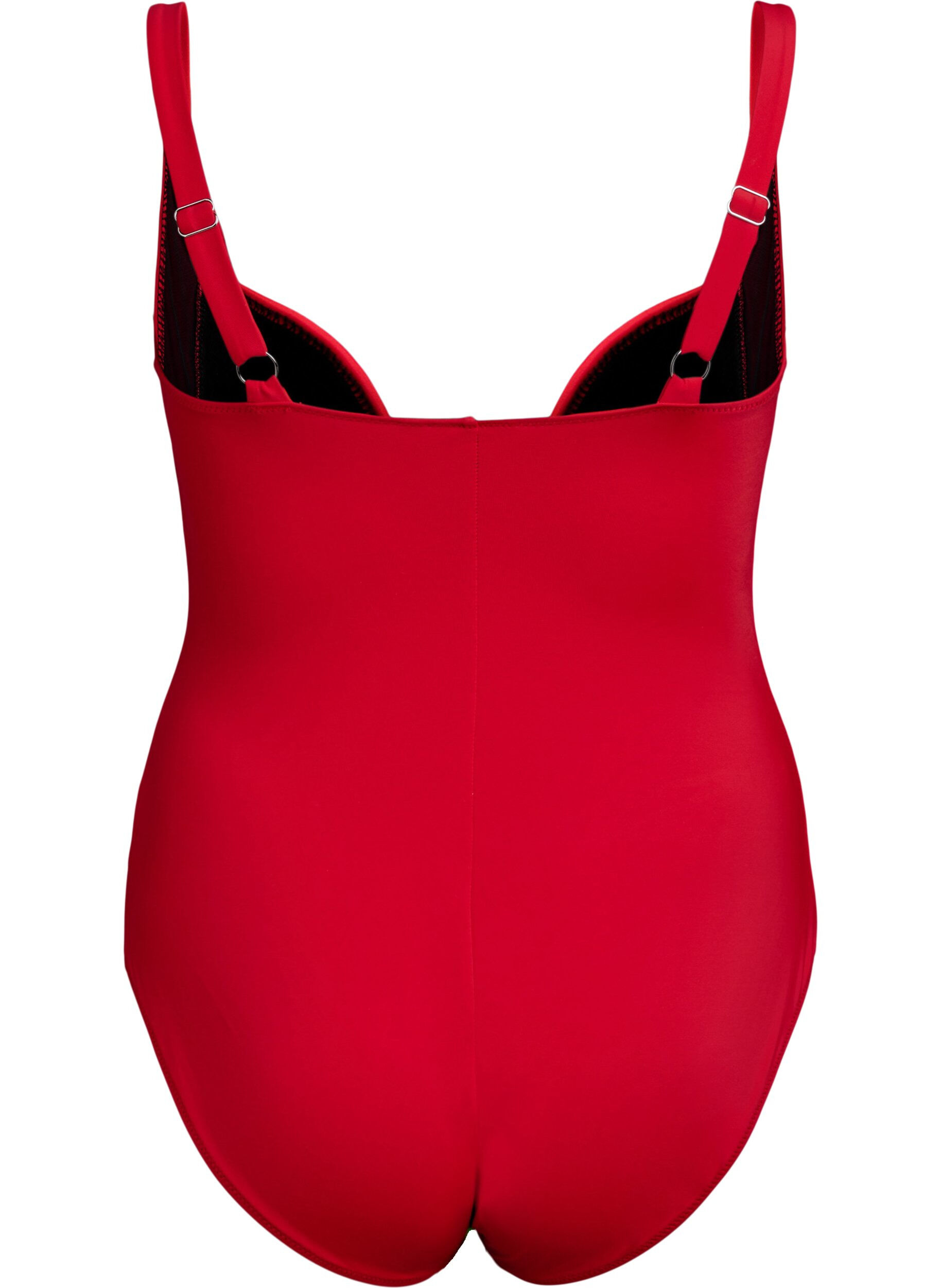 ZizzifashionPadded swimsuit with draping, Red, Packshot image number 1