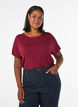 Striped T-shirt in viscose with a round neck, Red, Model image number 0