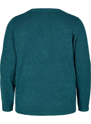 Short melange knitted cardigan with button fastening, Reflecting Pond Mel., Packshot image number 1