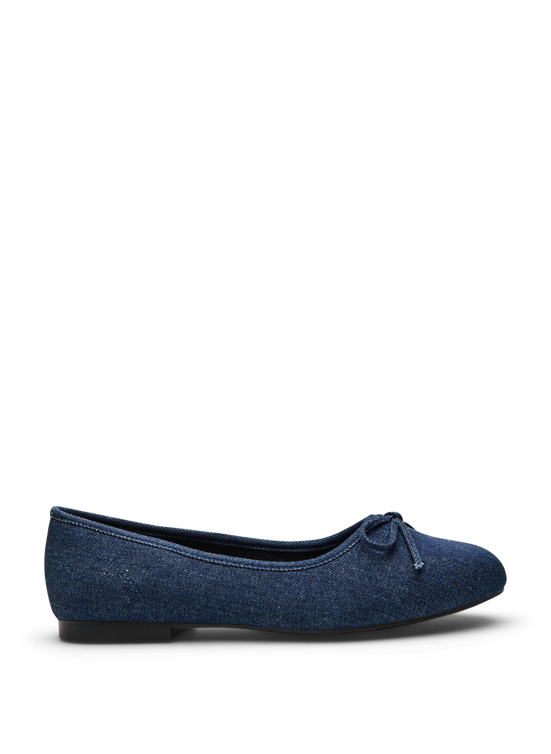 Wide fit - Denim ballerina with bow