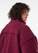 Teddy jacket with eyelet embroidery trim and high collar, Red, Model image number 3