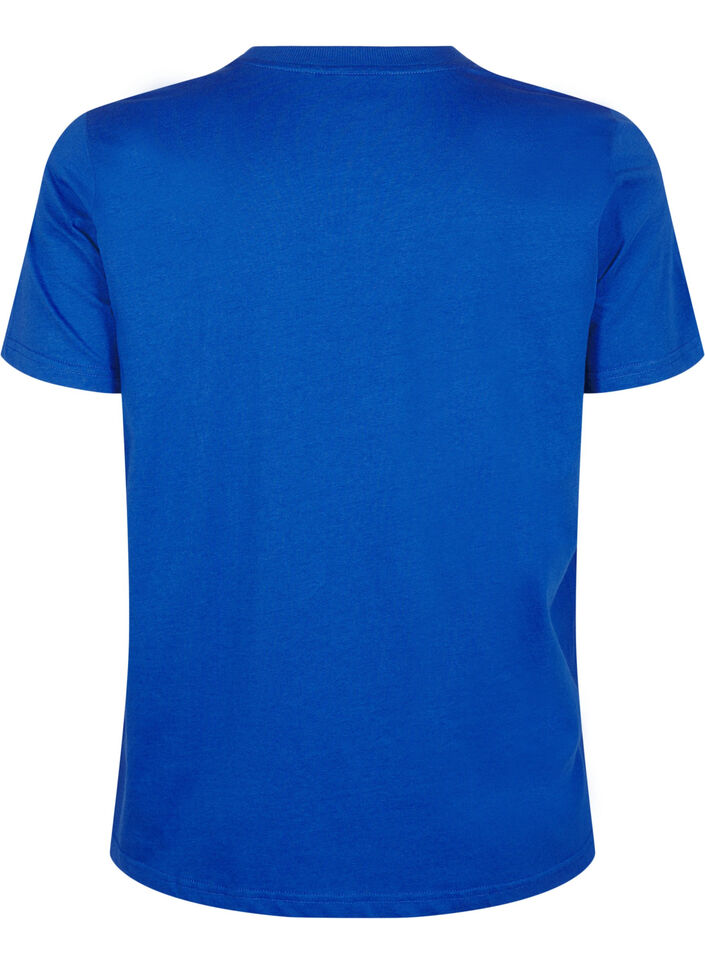 Basic cotton T-shirt with round neck, Blue, Packshot image number 1