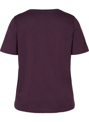 Organic cotton T-shirt with V-neckline, Plum Perfect, Packshot image number 1