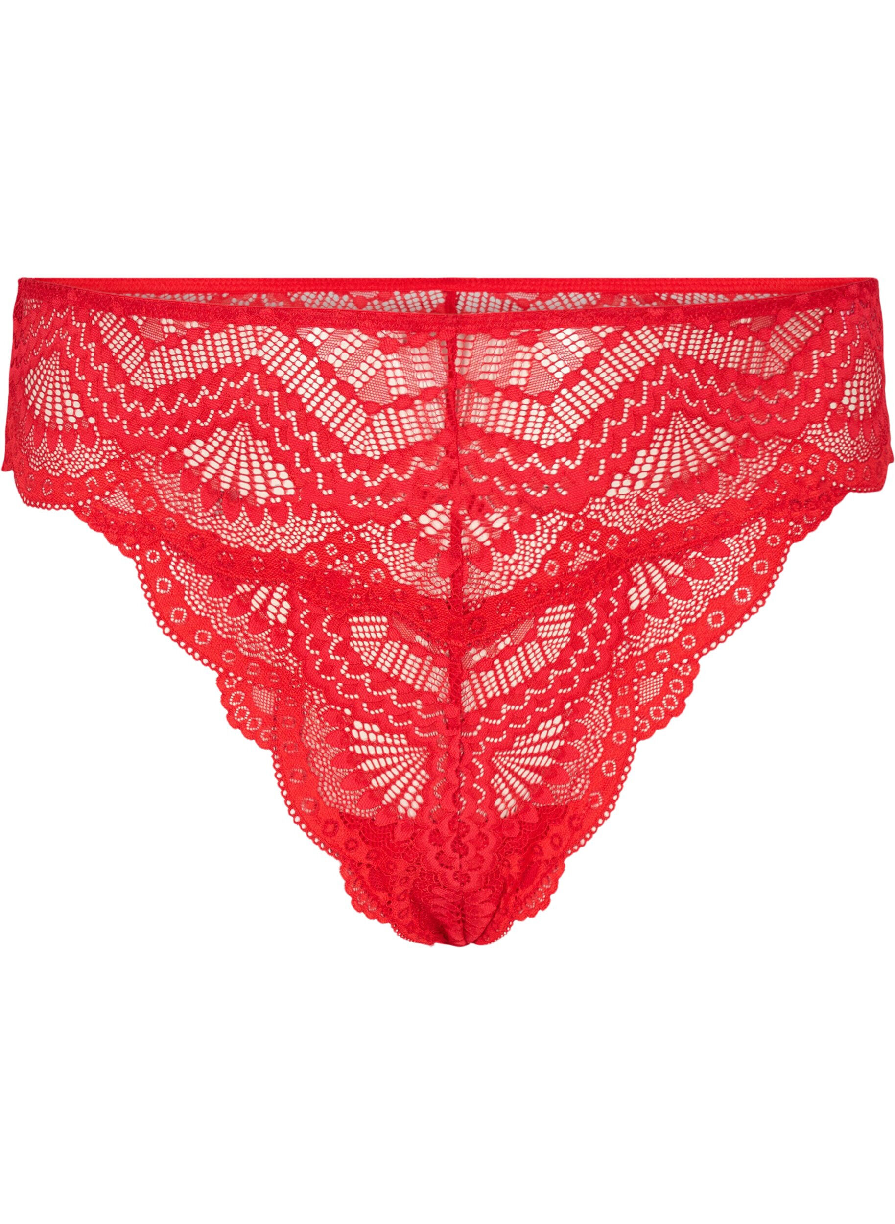 Zizzifashion Lace g-string with regular waist, Salsa, Packshot image number 0