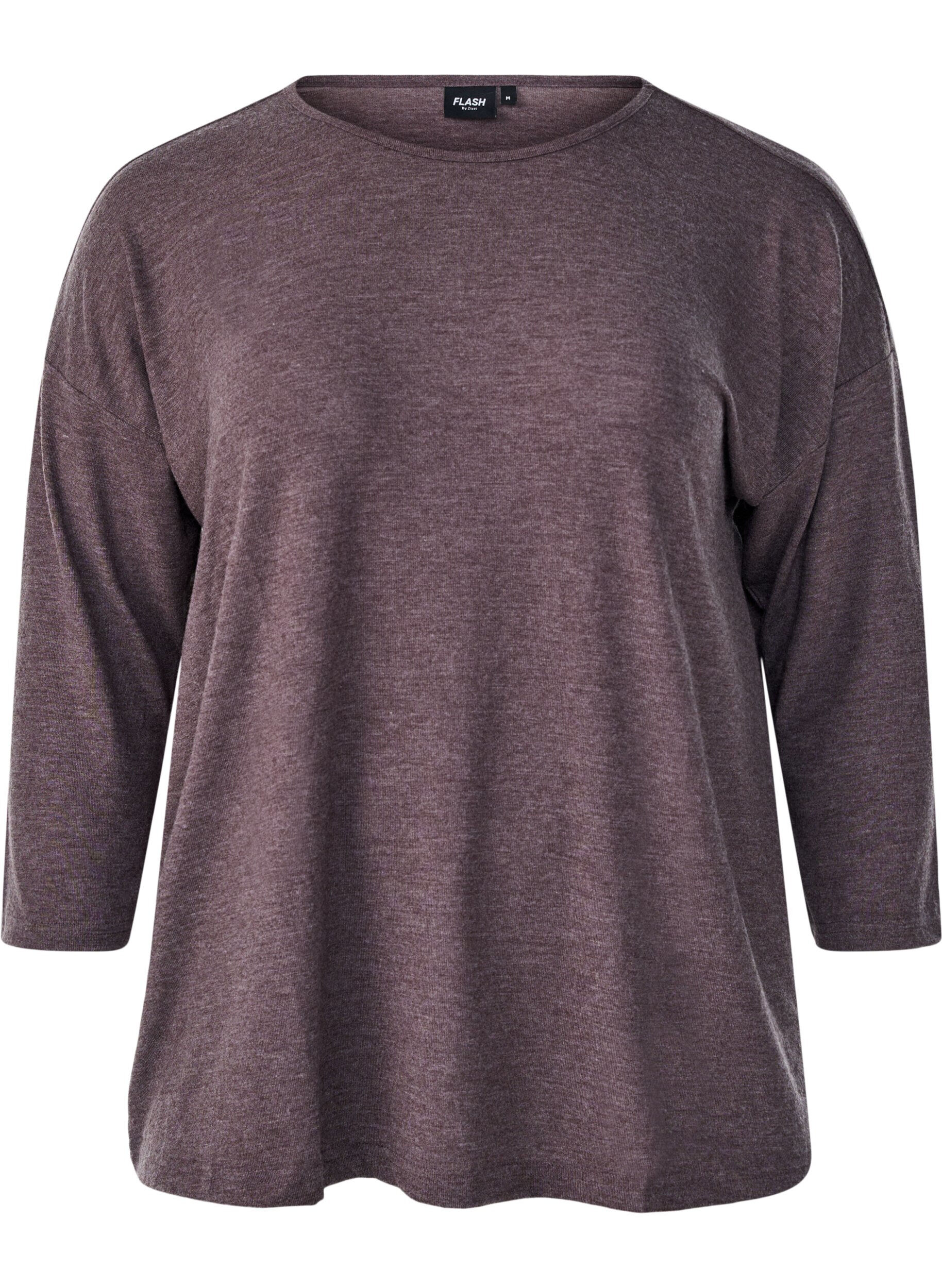 ZizzifashionJersey blouse with 3/4 sleeves, Brown, Packshot image number 0