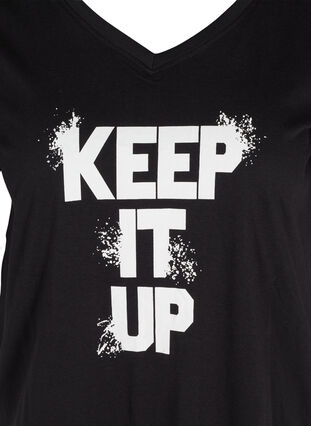 Cotton exercise t-shirt with print, Black Keep, Packshot image number 2