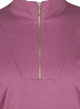 Mottled sweatshirt with zip, Grape Nectar Melange, Packshot image number 2