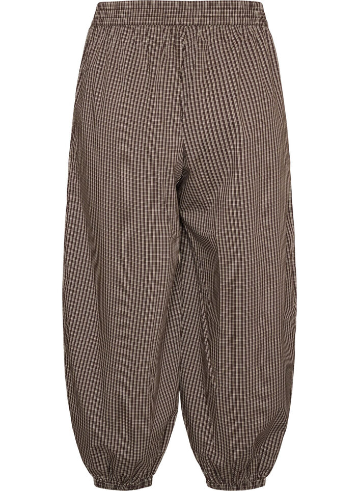 Balloon trousers with a high waist and all-over pattern, Brown, Packshot image number 1