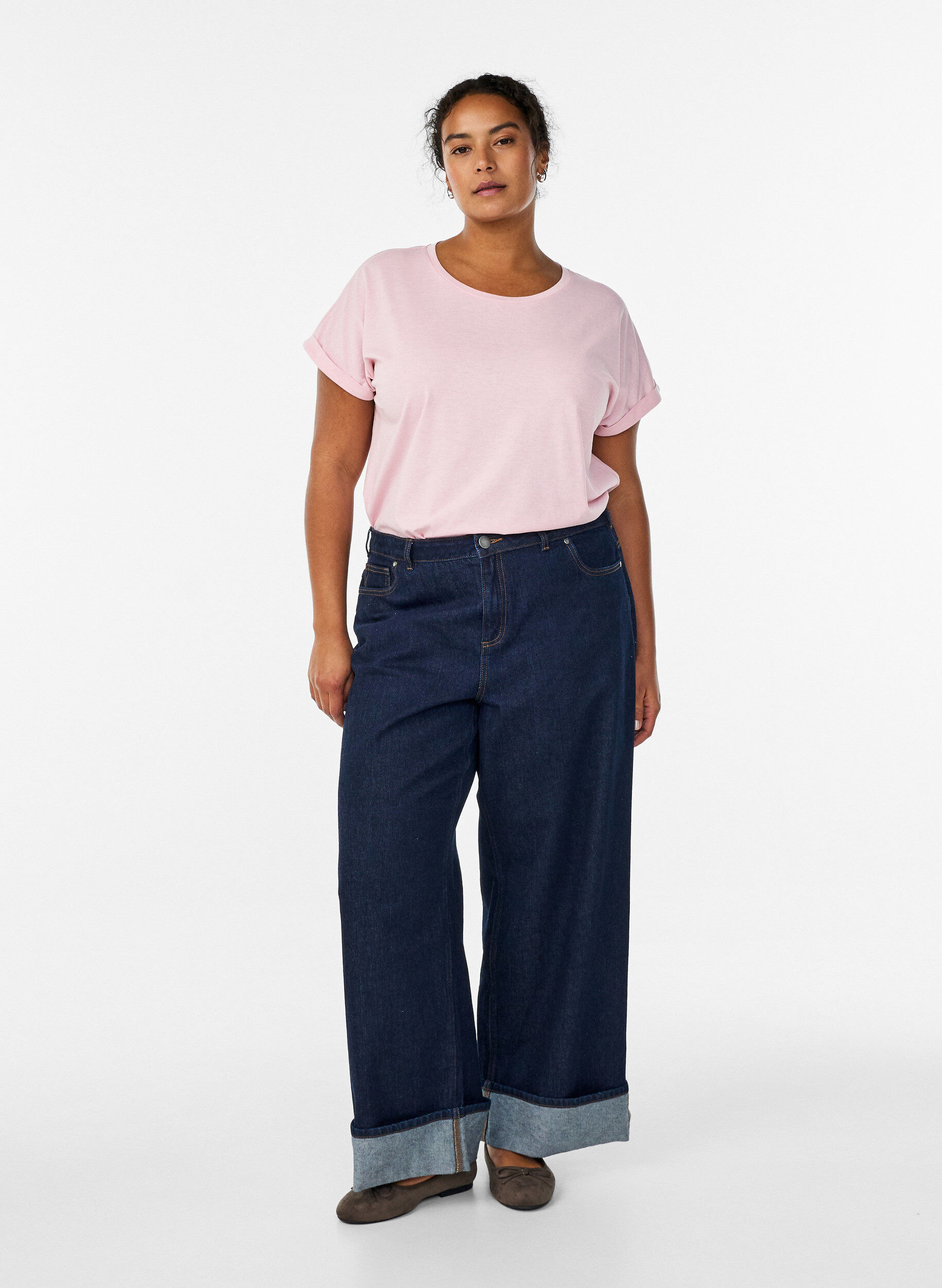 Zizzifashion Short sleeved cotton blend t-shirt, Pink, Model image number 1