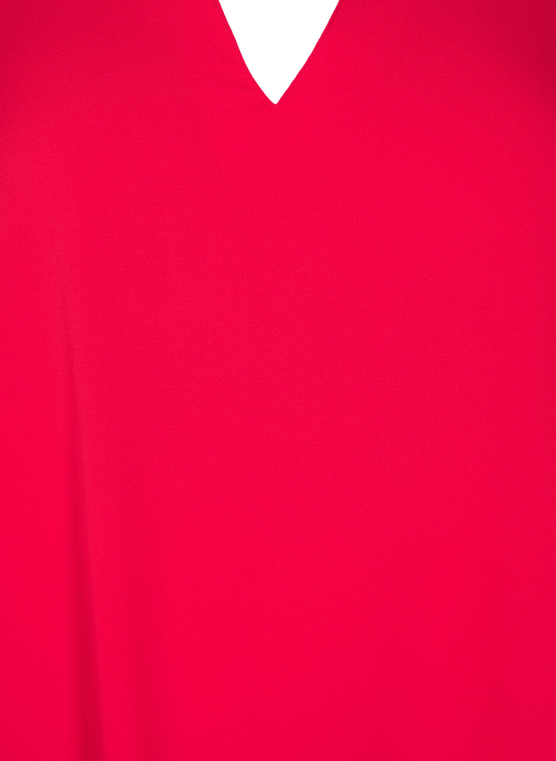 Zizzifashion Short-sleeved blouse with V-neck, Red, Packshot image number 2