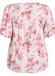 Floral blouse with short sleeves and smocked waist, Pink, Packshot image number 1