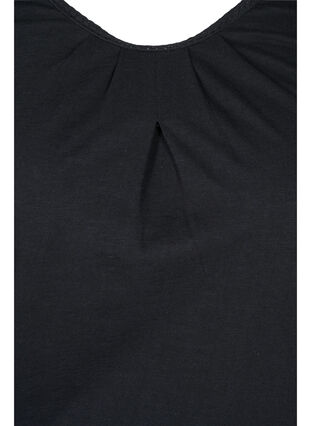 Solid-coloured, 3/4-sleeves cotton blouse, Black, Packshot image number 2