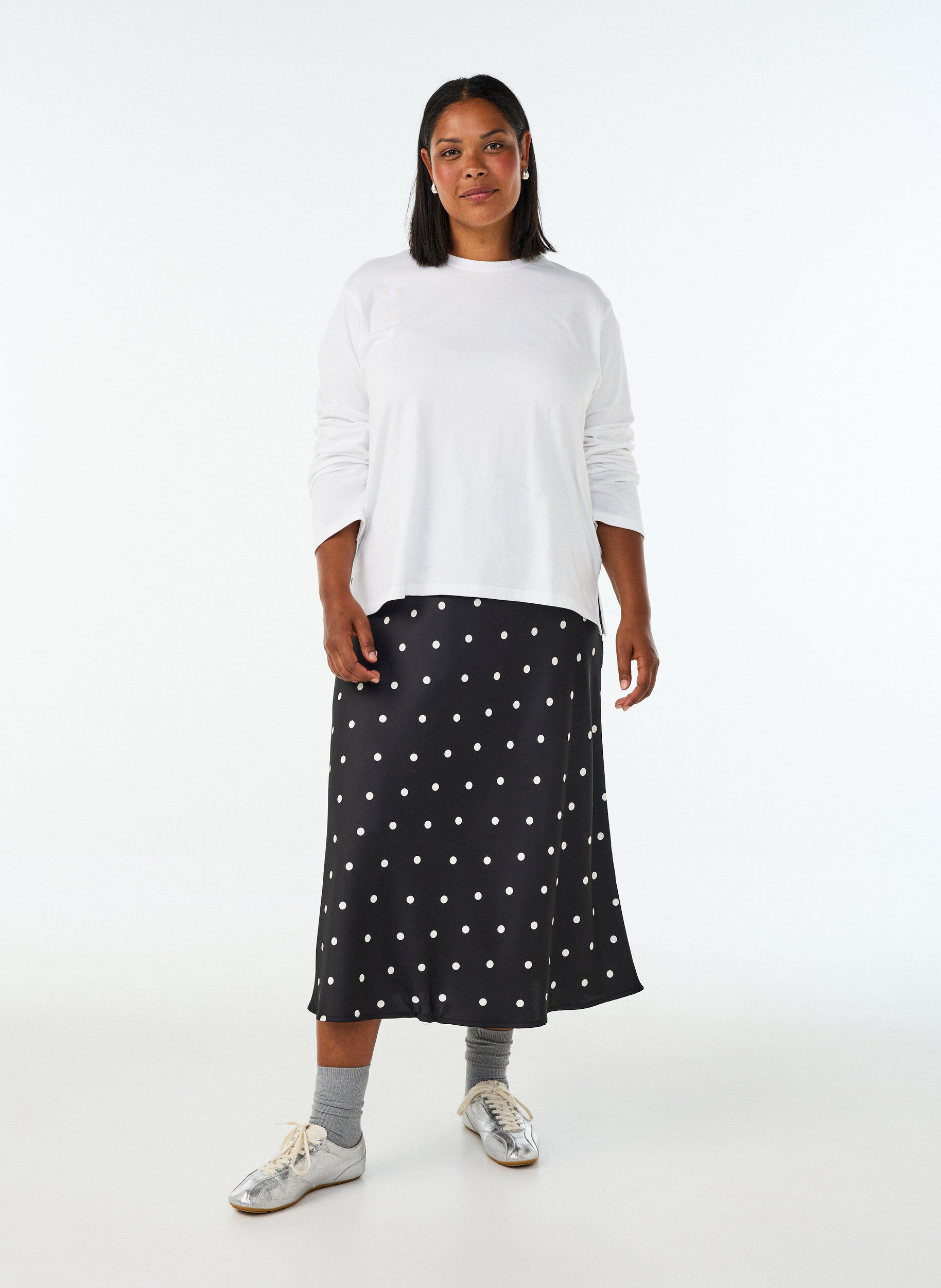 ZizzifashionBasic t-shirt with long sleeves, White, Model image number 1