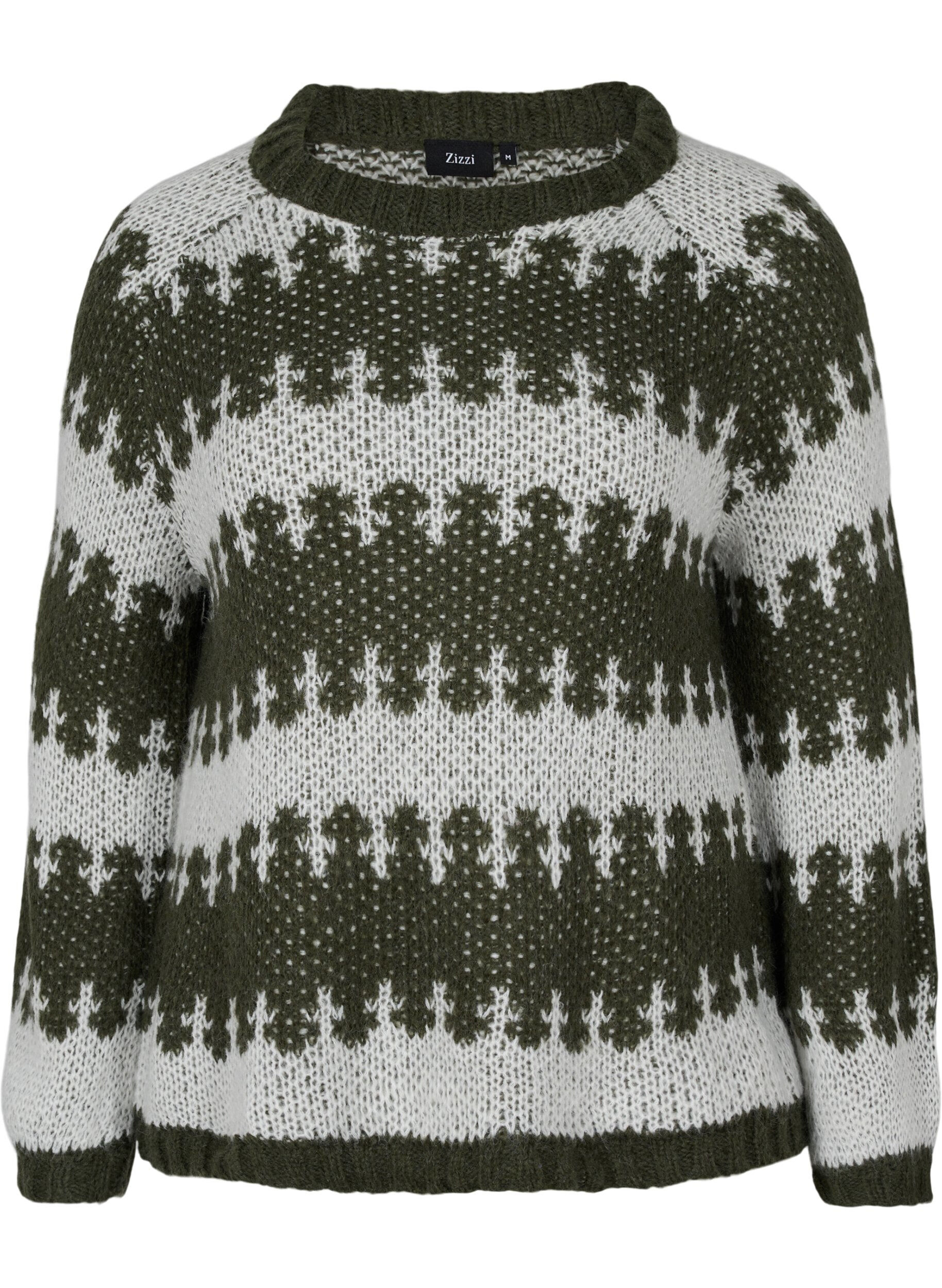 Zizzifashion Patterned knitted jumper, Forest Night Comb, Packshot image number 0