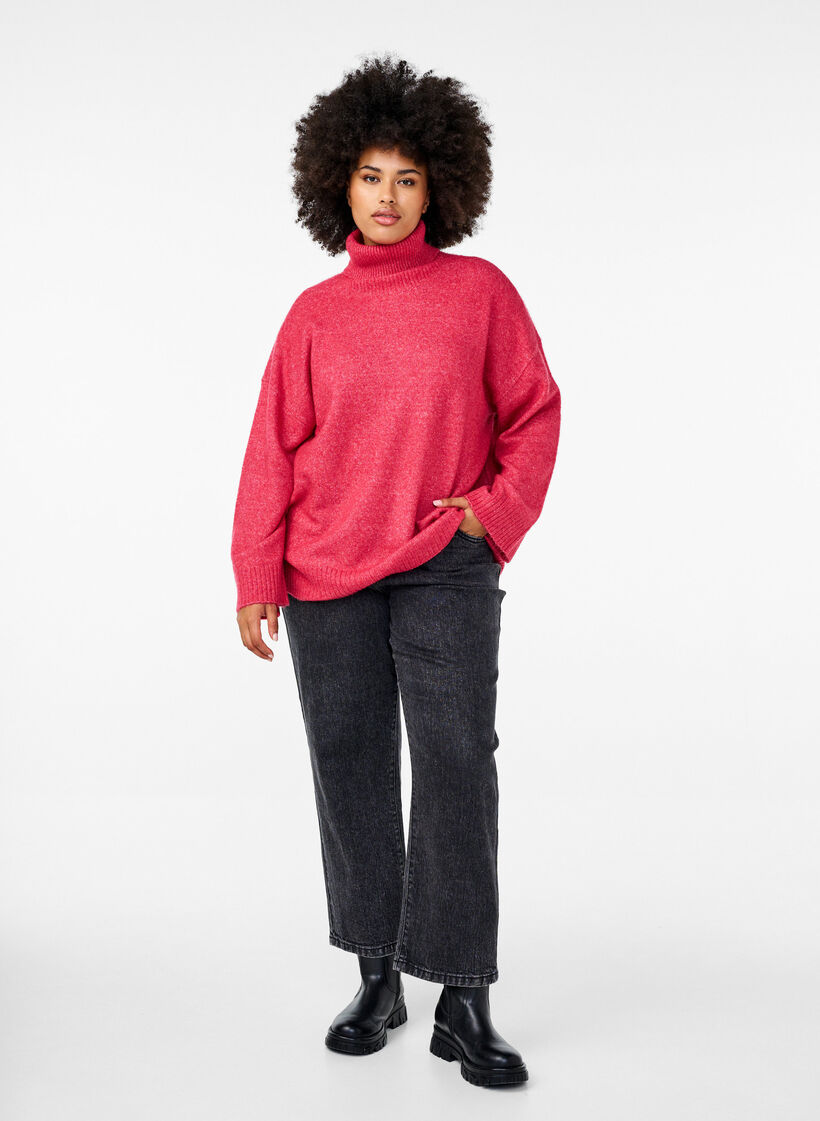 Knitted turtleneck blouse, Virtual Pink Mel., Model image number 2