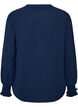 Blouse with smock cuffs and V-neck, Blue, Packshot image number 1