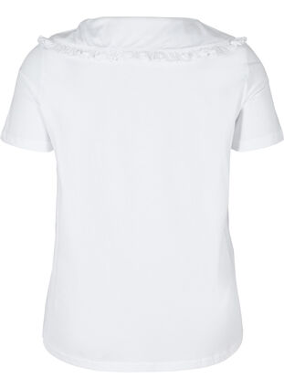Short-sleeved cotton t-shirt with collar, Bright White, Packshot image number 1
