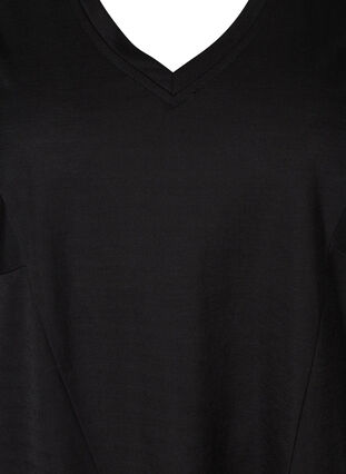 Viscose mix tunic with 3/4 length sleeves, Black, Packshot image number 2