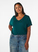 Basic V-neck T-shirt in viscose, Green, Model image number 0