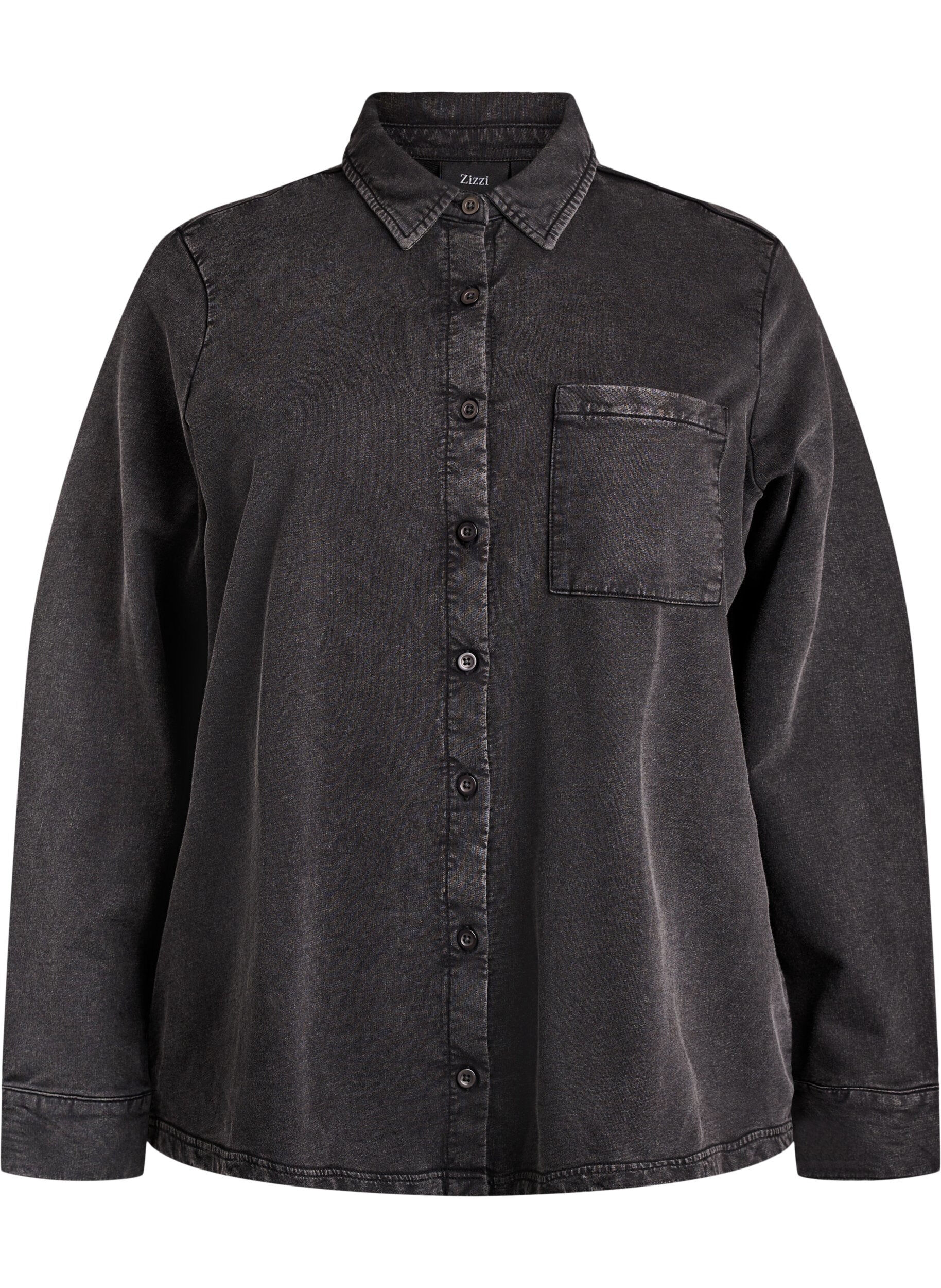 Shirt in sweat fabric with a washed effect