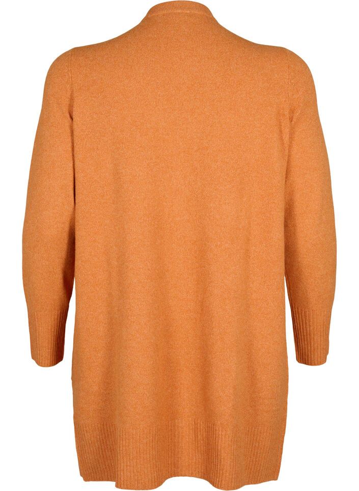 Ribbed Knit Cardigan with Pockets, Orange, Packshot image number 1