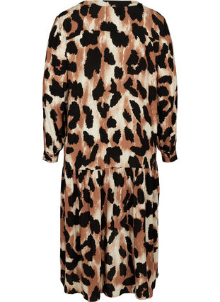 Midi dress with leopard print, Black AOP, Packshot image number 1