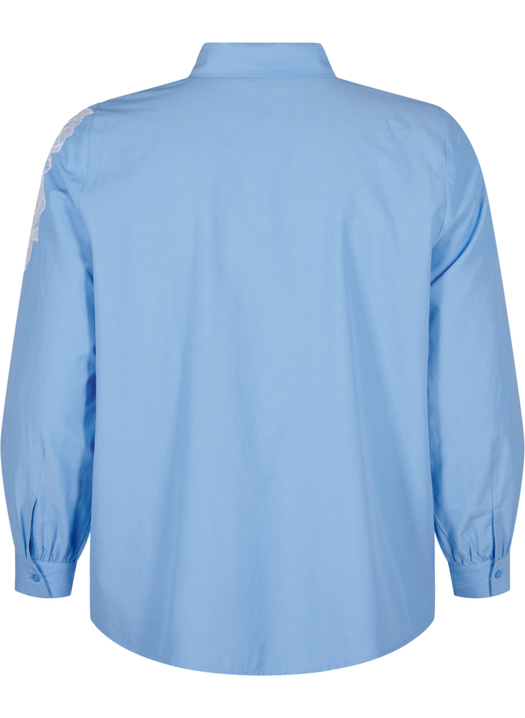 Zizzifashion Shirt with lace details, Light Blue, Packshot image number 1