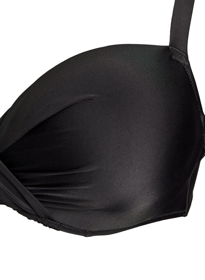 Bikini top with underwire and draping, Black, Packshot image number 2