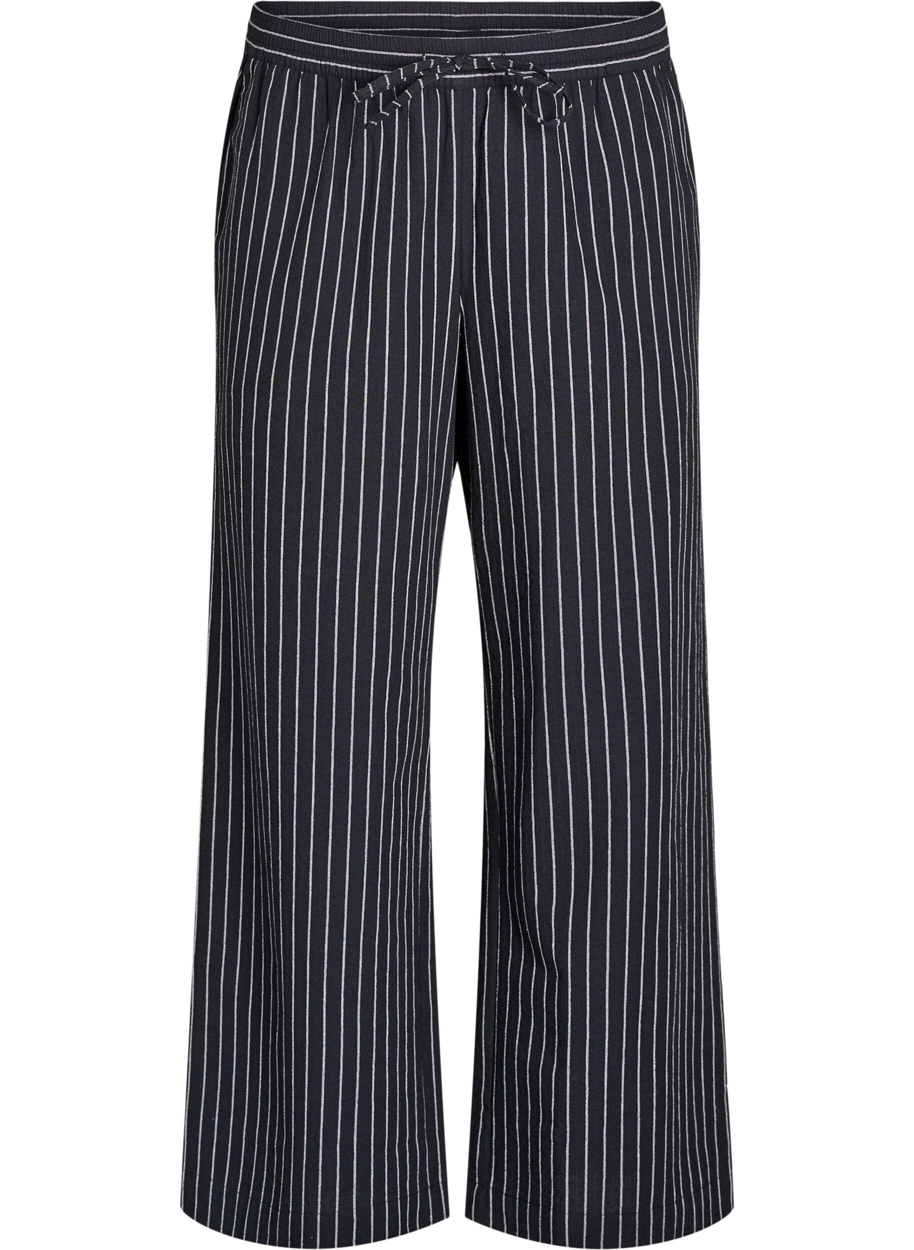 Zizzifashion Loose trousers with high waist and pockets, Black, Packshot image number 0